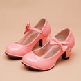 thumbnail image 2 of Povozer Girls PU Leather High Heel Shoes Bowknot Girls Dress Shoes(Pink,14), 2 of 5