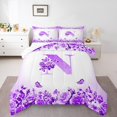 thumbnail image 1 of Erosebridal Ensemble de Couette Simple à Initiale Florale, Couette en Duvet à Fleurs et Papillons, Déco de Chambre pour Ados, Réversible, Léger, 2 Pcs, 1 of 8
