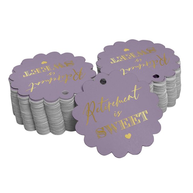 Inkdotpot Gold Foil Paper Hang Tags Retirement Is Sweet Text Favor Tags 100 Pieces