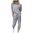 thumbnail image 1 of Yuyuzo Womens Casual Solid Color Set Sweatsuit Pullover Jogger Pants Two Piece Outfit Tracksuits, 1 of 6