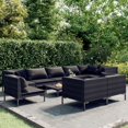 thumbnail image 1 of vidaXL 10 Piece Garden Lounge Set with Cushions Poly Rattan Dark Grey, 1 of 5