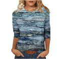 thumbnail image 2 of T-shirt Imprimé à la Mode pour Femmes T-shirt Imprimé à la Mode pour Femmes T-shirt Imprimé à Manches 3/4 Manches Blouse Col Rond Tops Décontractés Dames Tops et Chemisiers à Manches 3/4 sur Clearance, 2 of 5