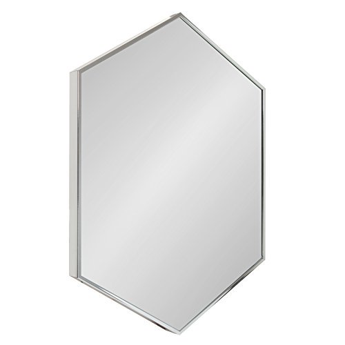 Kate and Laurel Rhodes Miroir Mural Hexagonal Moderne, Chrome Argenté, 31x22 Pouces