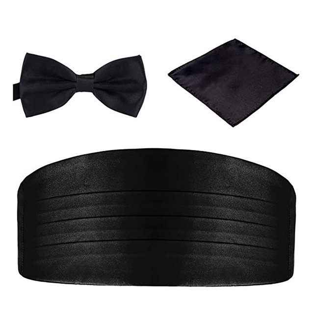 Bangcool Mens Bow Tie Fashion Solid Color Formal Bowtie with Pocket Square & Cummerbund