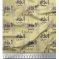 thumbnail image 1 of Soimoi Beige Rayon Fabric London Theme Architectural Print Fabric by Yard 56 Inch Wide, 1 of 3