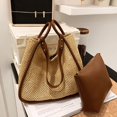thumbnail image 2 of CHUANK Straw Shoulder Bag for Women  Large Capacity Square Shape Beach Handbags + PU Leather Zipper Wallet, 2 of 4