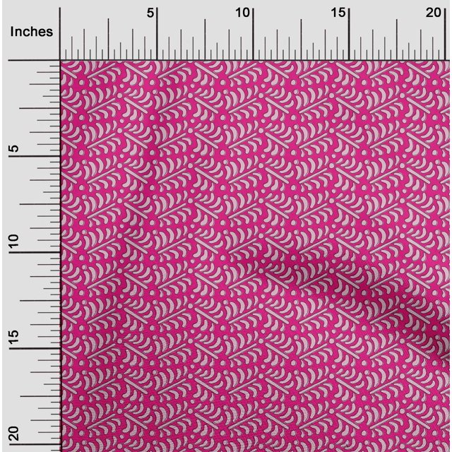 oneOone Cotton Poplin Fabric Dot & Leaves Block Print Sewing Fabric BTY 56 Inch Wide