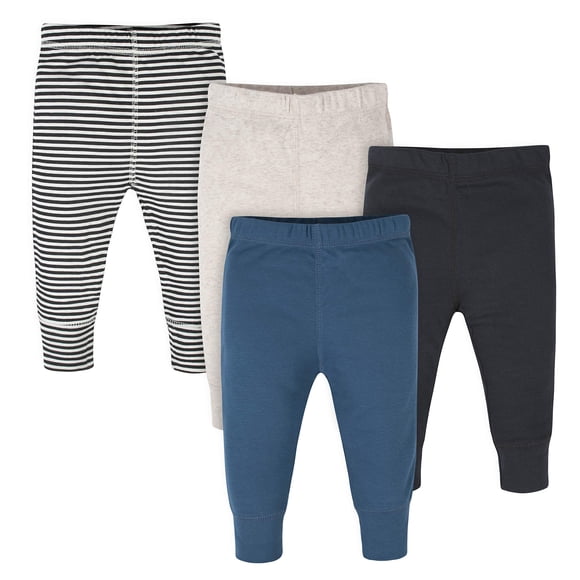 Onesies Marque Bébé Lot de 4 Pantalons Mix n Match Nouveau-Né à 12M, Pack Actif Rayé Noir, 0-3 Mois