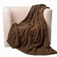 thumbnail image 2 of Brown Soft Knitted Cable Throw Blanket, 2 of 4