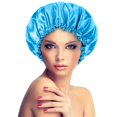 thumbnail image 3 of Satin Bonnet Sleeping Cap Double Layer Elasticated Trim Soft Night Hat for Woman, 3 of 3