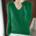 thumbnail image 4 of asjyhkr Tops For Women Long Sleeve Knit Cotton V Neck Sweater Pullover Basic T Shirts Solid Color, 4 of 7
