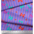 thumbnail image 3 of Soimoi Purple Velvet Fabric Bow & Stripe Print Fabric by the Yard 58 Inch Wide, 3 of 5