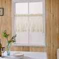 thumbnail image 2 of GROWTH TANK Embroidered Tier Voile Valance Window Curtains Home Decor - White, as described Creamy, 2 of 9