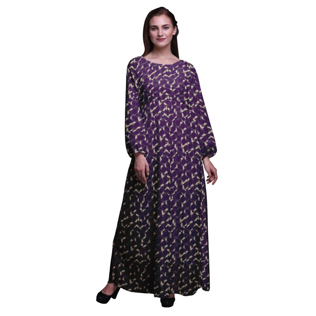Bimba Robe Maxi d'Été Décontractée pour Femmes en Georgette Mousse à Imprimé Floral de Roses et de Renoncules, Taille Élastique Longue - Très Petit