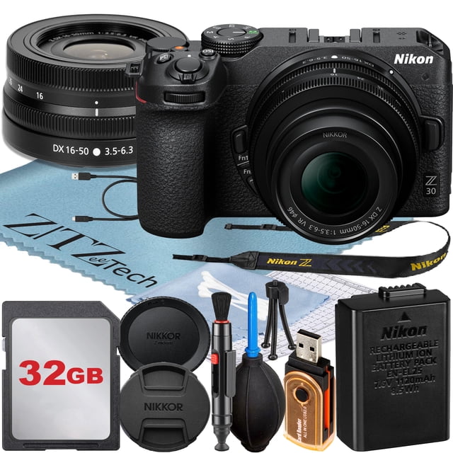 Nikon Z30 Mirrorless Camera with NIKKOR Z DX 16-50mm VR Zoom Lens + 32GB Memory Card + ZeeTech Accessory Bundle
