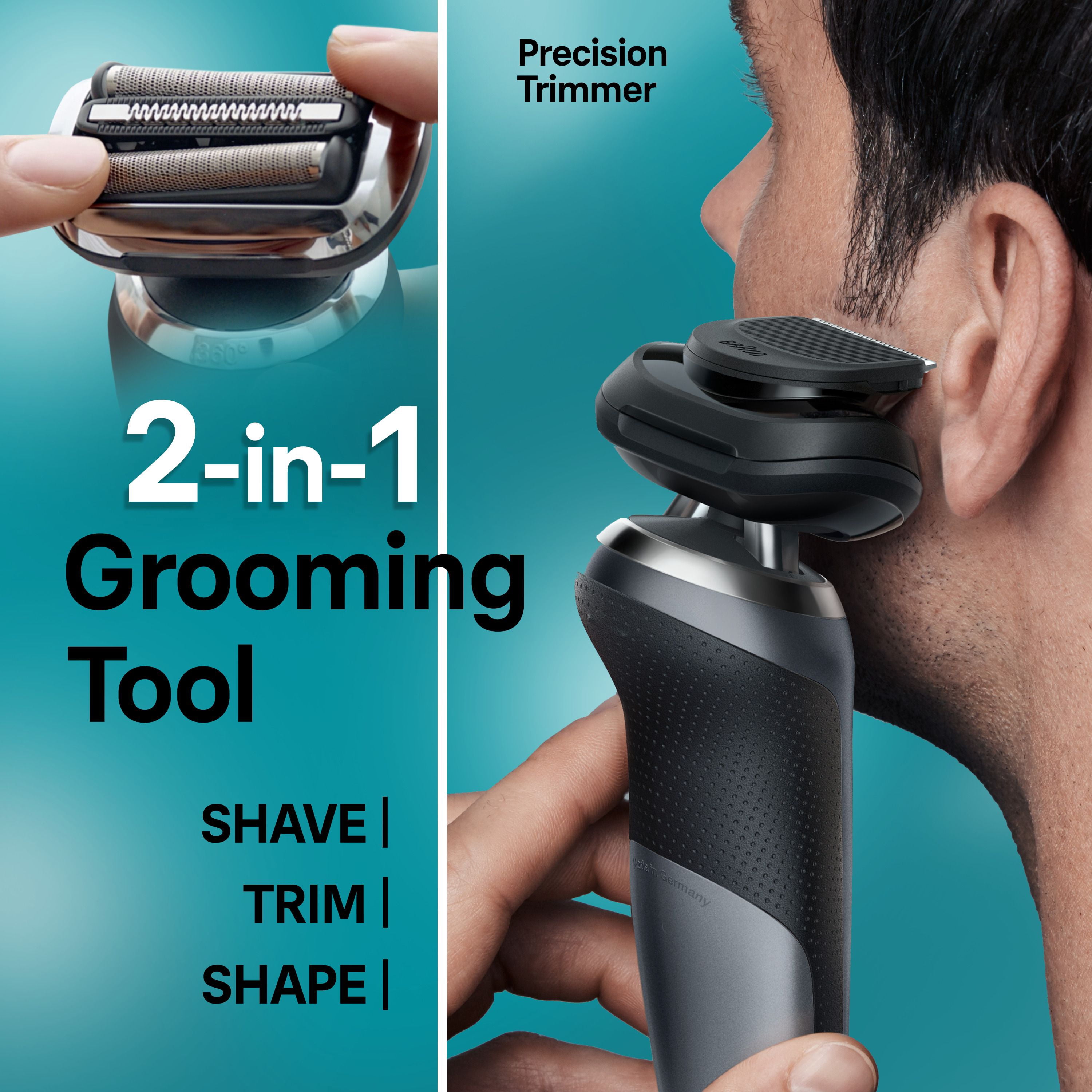 Braun Rasoir Électrique pour Hommes, Series 7 7171cc, Rasage à Sec et sous l'Eau, Modes de Rasage Turbo et Doux, Rasoir à Grille Étanche, Conçu en Allemagne, Centre SmartCare de Nettoyage et de Charge Inclus, avec T de Précision
