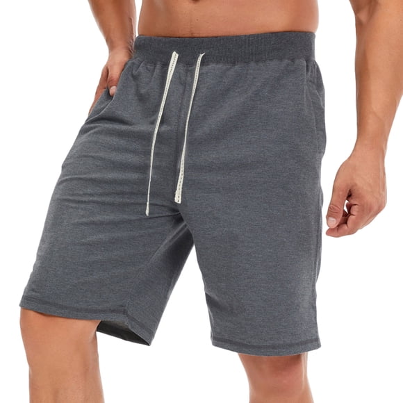 matoen Men Summer Casual Sport Shorts Solid Color with Pocket Half Pants Straight Drawstring Elastic Waist Shorts