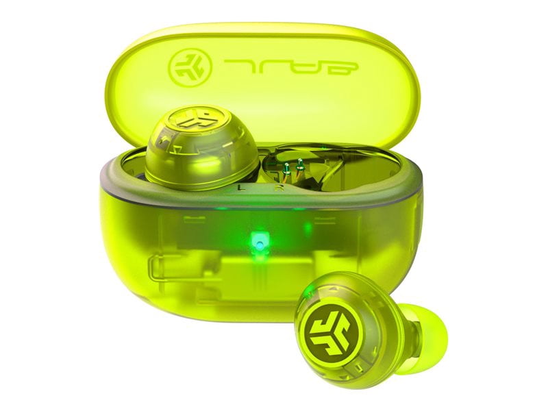 JLab Go POP ANC True wireless Earbuds, In-ear - Bluetooth - active noise canceling - transparent neon green
