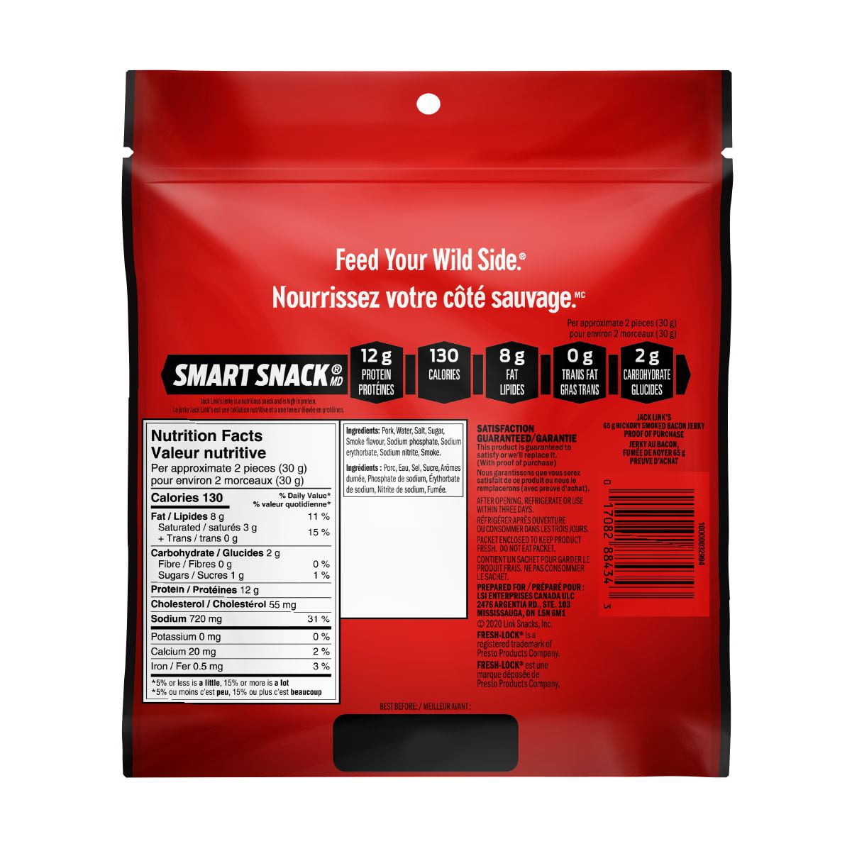 Jac Link's Jerky au Bacon 65G