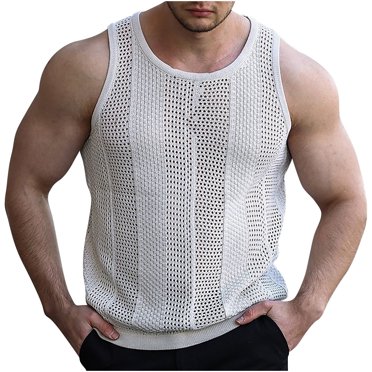 Cameland Tank Top for Men, Summer Casual Muscle Pullover Tank Vest Mesh Shirt Top Blouse Mens Tops