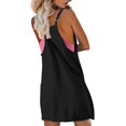 thumbnail image 4 of Yigetop Robe Athlétique avec Shorts! Combinaison-Short Robe pour Femmes, Couleur Unie, Élégante et Décontractée, à Double Poche, Bretelles Réglables, Noir G, 4 of 4