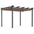 thumbnail image 1 of Gymax Auvent Rétractable en Aluminium pour Pergola Extérieure 10 X 12 Pi Abri Treillis à Vignes Brun, 1 of 10