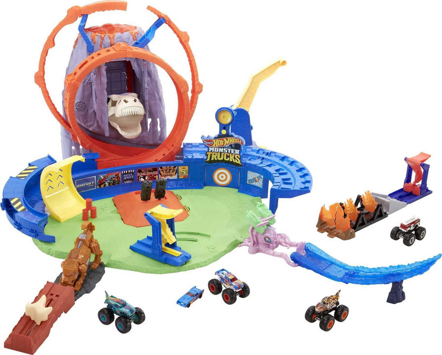 Hot Wheels Monster Trucks T-Rex Volcano Arena Playset