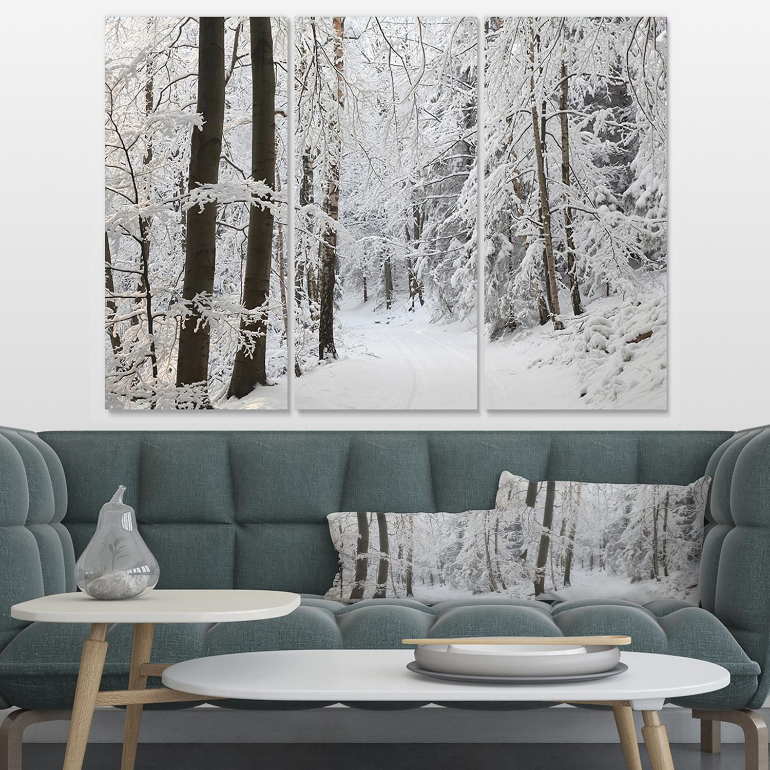Designart Forêt d'hiver dense et ruelle Art mural sur toile