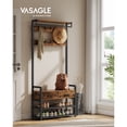 thumbnail image 3 of VASAGLE Hall Tree with Bench and Shoe Storage, Entryway Coat Rack with Shoe Bench, 2 Fabric Drawers, 10 Hooks, 11.8 x 31.7 x 71.5 Inches, Vintage Brown and Ink Black, 3 of 5