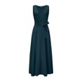 thumbnail image 1 of B91xZ Robes pour Femmes Mode Fendue Cuisse Bretelles Spaghetti Robe Midi Florale, Vert TG, 1 of 5