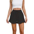thumbnail image 5 of AherBiu Shorts for Women Trendy Elastic Waist Drawstring Ruffle Wide Leg Summer Casual Solid Color Loose Comfy Shorts, 5 of 5