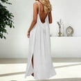 thumbnail image 2 of Daiosportswear Robe Longue de Détente pour Femmes à Bretelles Spaghetti, Dos Nu, Coupe Ample, Robe-Robe à Manches Courtes pour Femmes, Blanc TG(TG), 2 of 7
