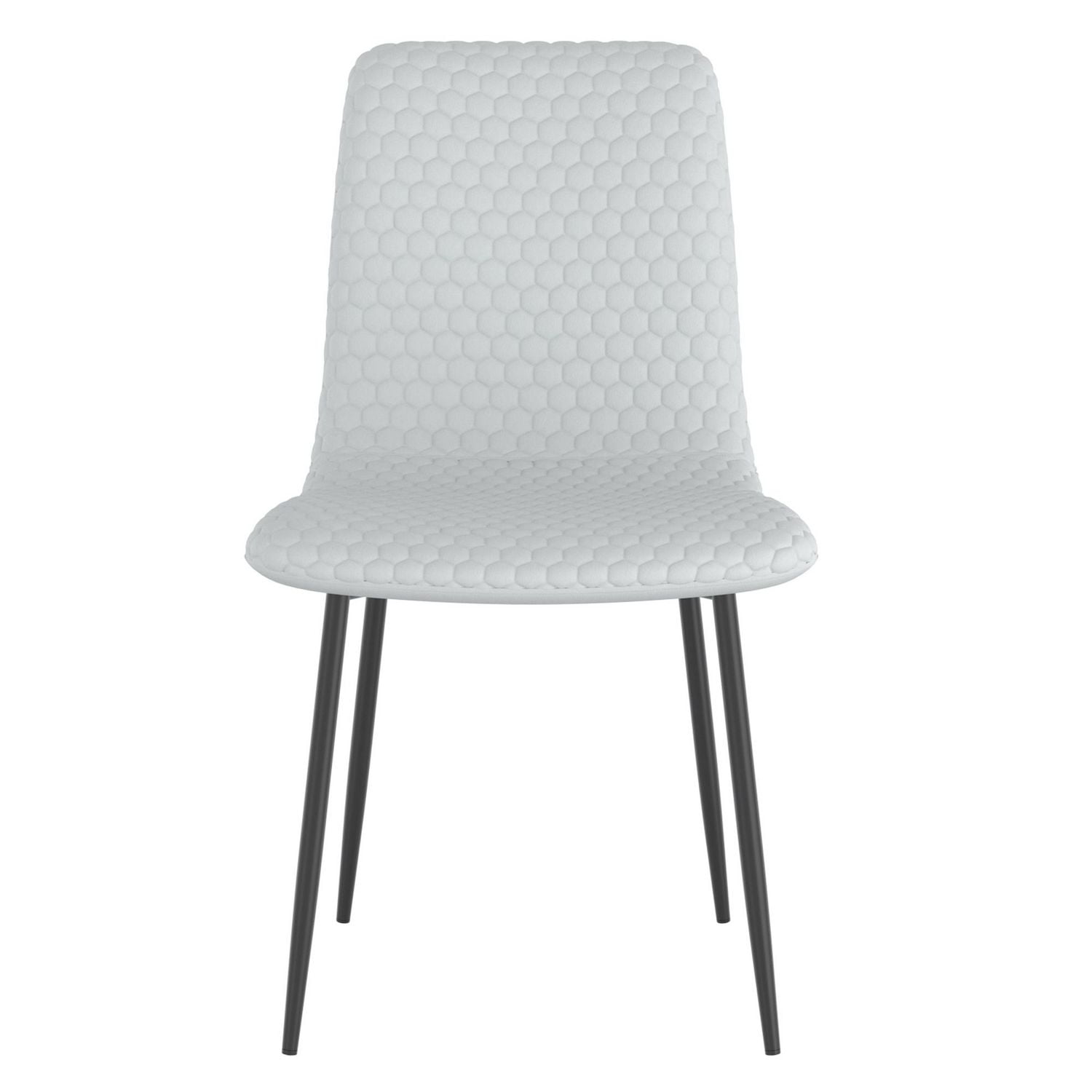 Chaise contemporaine de salle à manger en similicuir et en métal, ensemble de 2 – gris pâle et noir