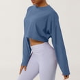 thumbnail image 5 of JDQJBZ Summer Womens Tops,Womens Long Sleeve Tops Solid Color Crew Neck Short Length Running Workout Top Spring Summer Casual Tops For Women, 5 of 5