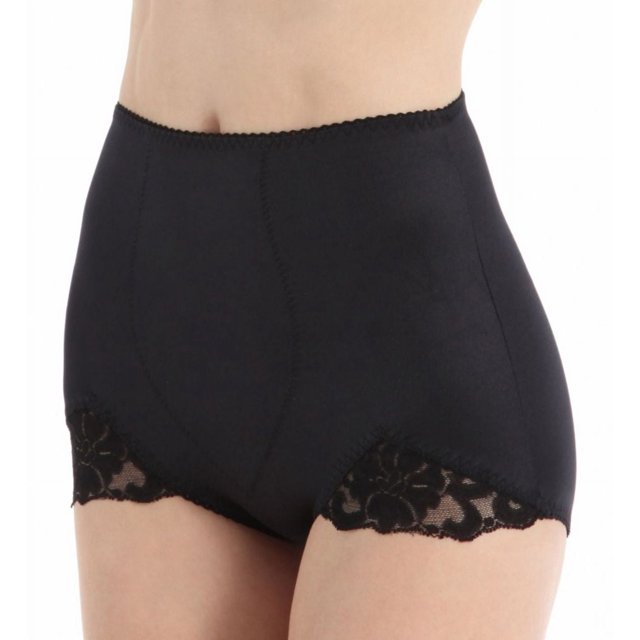 Women's Rago 919 Light Shaping V Leg Brief Panty with Lace (Black 2X)