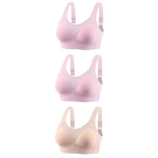 Timegard 3pc Bras for Women Wirefree Breathable Adjustable Strap Full Coverage High Support Comfort Bras