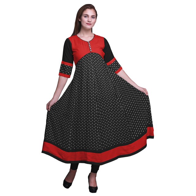 Bimba Kurtis Indiennes pour Femmes Imprimées, Kurti Anarkali Ligne A, Robe Décontractée