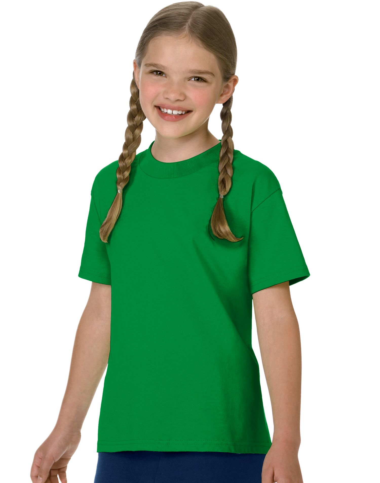 Hanes Authentic TAGLESS Kid`s Cotton T-Shirt, XL, Shamrock Green