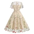 thumbnail image 2 of Fshaion Robe d'Été pour Femmes 2024 Grande Taille Robe de Soirée Brodée Manches Courtes Col Ras du Cou Robe Liquidation à Moins de 10!, 2 of 6