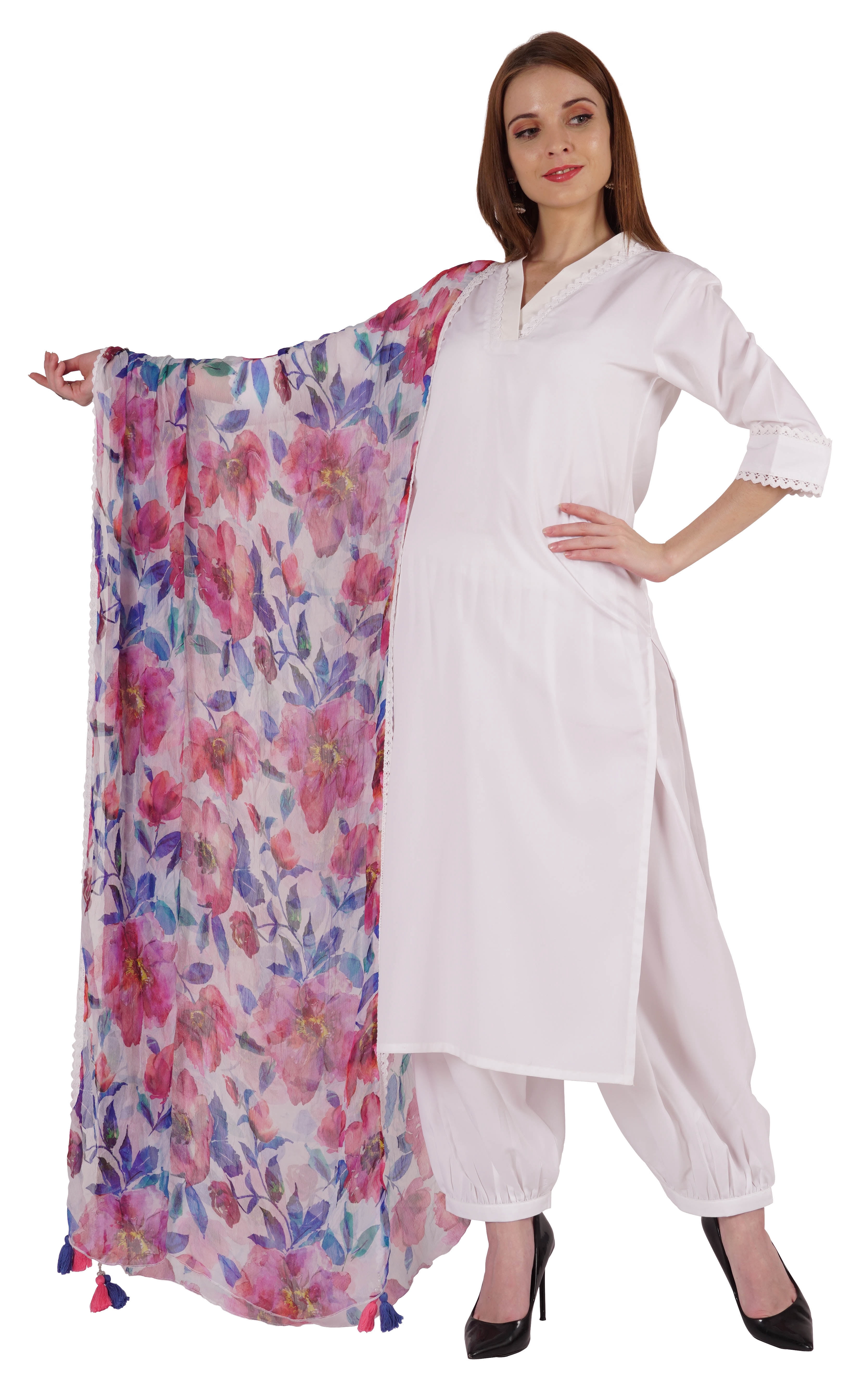 Phagun Ethnic Kurta Set For Womens W/Printed Dupatta Indian Tunic Designer Kurti Dress