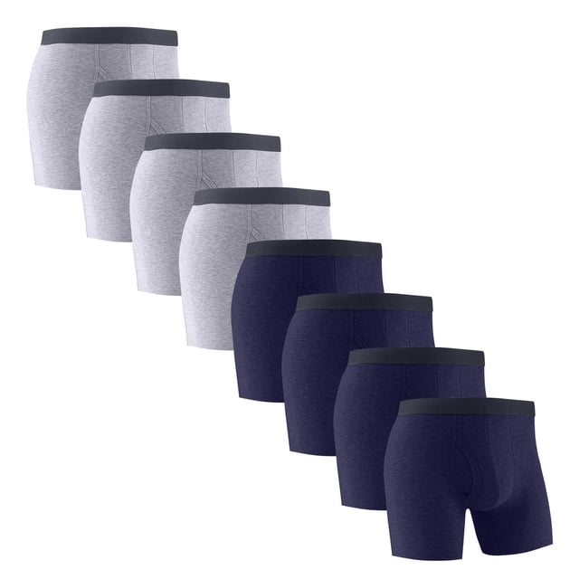 Plebaso Mens Cotton Underwear Long Leg Boxer Sports Briefs for Men Breathable Everyday Boxers Multipack