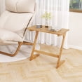 thumbnail image 4 of Costway 2 PCS Bamboo Sofa Side Table Z-Shaped Spacious Tabletop Space-Saving TV Snack Tray Natural, 4 of 10