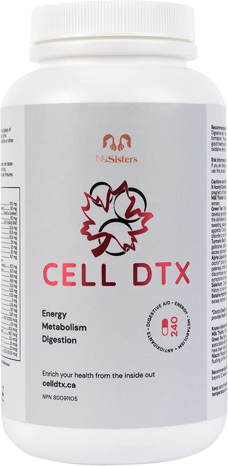 Immediate Sustained Energy, Mental Clarity, Focus, Healthy Digestion, Natural Antioxidants, Stronger Immune System - CELL DTX (240 capsules) - Health Canada Licensed NPN #80091105