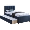 thumbnail image 3 of Meridian Furniture Harper Navy Linen Textured Fabric Twin Trundle Bed, 3 of 11