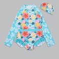 thumbnail image 2 of Kids Girls Rash Guard Bathing Suits Ruffle Floral Pattern Long Sleeve Sun Protection Toddler Bathing Suit Girl 6-7 Years Girls Clothing, 2 of 3