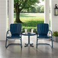 thumbnail image 4 of Crosley Furniture Ridgeland Ensemble de Conversation pour Patio en Métal Rond de 22 Po, 3 Pcs, Bleu Marine, 4 of 7
