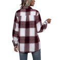 thumbnail image 4 of Women Plaid Flannel Shirt Jacket Button Down Lapel Long Sleeve Shacket Cardigan Coats Fall Spring Clothes, 4 of 5
