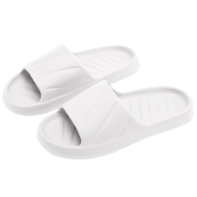 Mens and Womens Home Slippers Simplicity Solid Color Quick Drying Soft Sole Comfortable Non-Slip Indoor and Outdoor EVA Slippers White-08