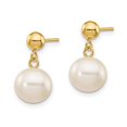 thumbnail image 3 of 14K Yellow Gold Freshwater Cultured Pearl (8-8.5mm) Dangle Earrings, 3 of 4
