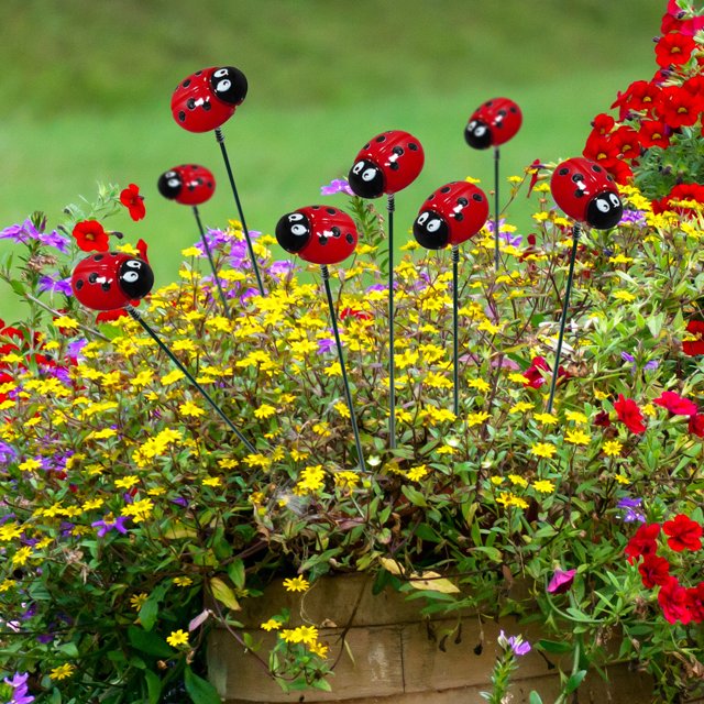 Décoration de Jardin Extérieure, Simulation de Cour, Petit Piquet d'Insecte à Brancher (10 Pcs)